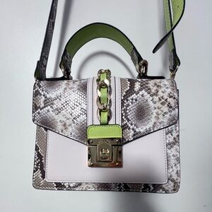 Aldo Snakeskin and Green Crossbody Bag